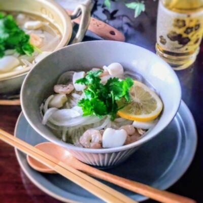 エビ塩麹を使った海鮮フォー